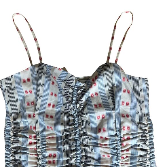 Carven Jacquard Printed Ruched Tank Top Women's Size 4 in Red White & Blue - Picture 4 of 7